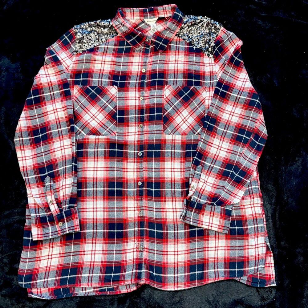 Bethany Mota Red and Blue Plaid Shirt